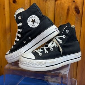 Converse All Stars High Woman’s Sz 8 Black Canvas Platform Sneakers Shoes Chucks